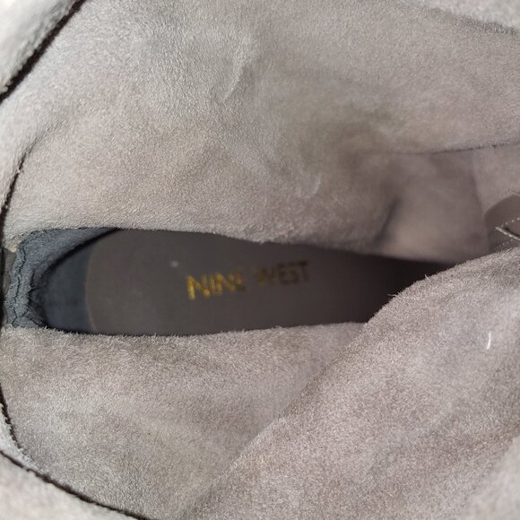 Nine West Ronia Suede Slouchy Peep Toe Ankle Tie up Booties Size 7.5 Grey - Picture 5 of 8